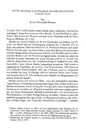 Otto Beneke als Wahrer hamburgischer Tradition