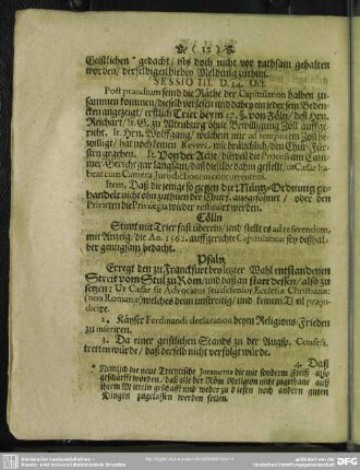 Sessio III. D.14. Oct.