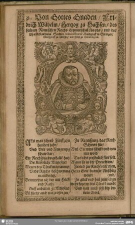 31. Von Gottes Gnaden, Friedrich Wilhelm, Hertzog zu Sachsen, des heiligen Römischen Reichs Ertzmarschall Ampts, und des Churfürstenthums Sachsen Administrator, Landgraff in Düringen, Marggraff zu Meissen, und Fürst zu Henneberg, etc.