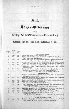 Tages-Ordnung No. 15 (210-222), 28. Juni 1911