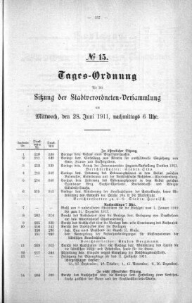 Tages-Ordnung No. 15 (210-222), 28. Juni 1911