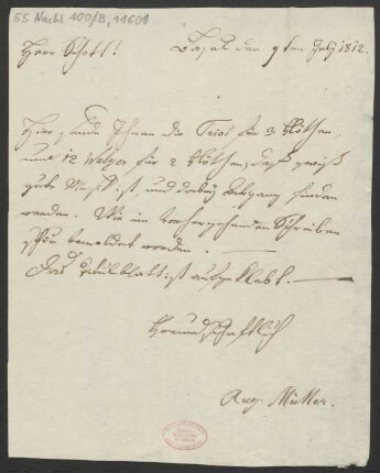 Brief an B. Schott's Söhne : 09.07.1812