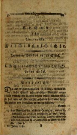 Archiv für die neueste Kirchengeschichte. 2. 1795