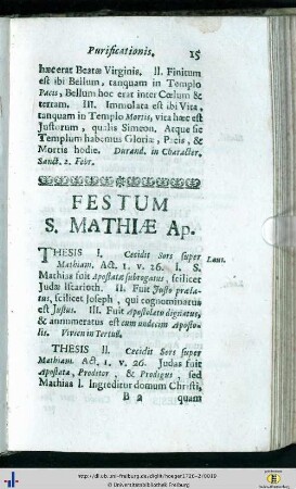 Festum S. Matthiae Apostolis.