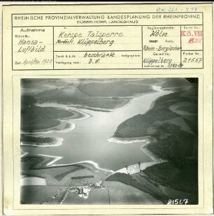 Klüppelberg, Kerspe Talsperre, Talsperre