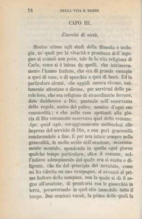 Capo III. Esercizi di virtù