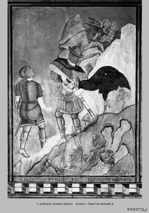 Szenen aus dem Leben der Apostel Petrus und Paulus und zur Silvesterlegende sowie Papstbildnisse : Enthauptung des Paulus