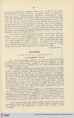 I. Das Prätorium des Kastells