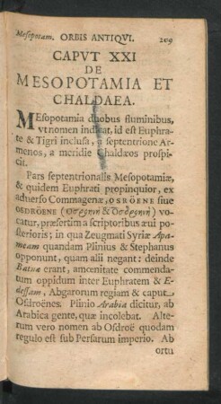 Caput XXI. De Mesopotamia Et Chaldaea.
