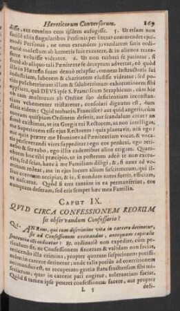 Caput IX. Quid Circa Confessionem Reorum sit observandum Confessario?