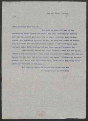 Brief an Bernhard Sekles : 24.04.1915