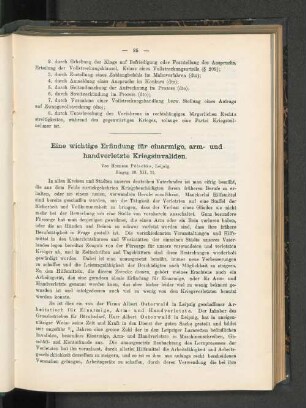 Eine wichtige Erfindung für einarmige, arm- und handverletzte Kriegsinvaliden.