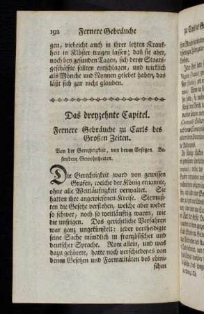 192, Das XIII. Capitel. Fernere Gebräuche zu Carls des Großen Zeiten.