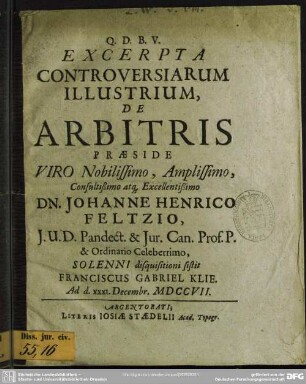 Excerpta Controversiarum Illustrium, De Arbitris