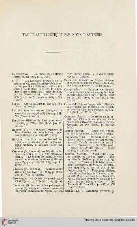 Table alphabétique par noms d'auteurs