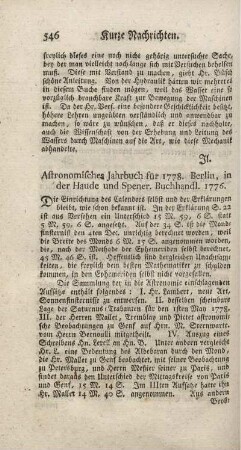 Astronomisches Jahrbuch oder Ephemeriden für das Jahr 1778.