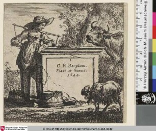 [Milchmagd mit weidenden Kühen, Titelblatt; The Set of the Cows with the Milk-maid, 1; Les vaches à la laitière. Titre]