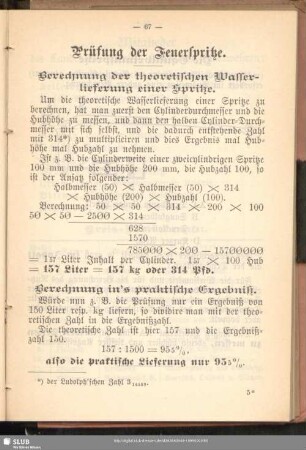 Prüfung der Feuerspritze