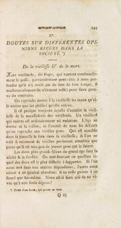 27. Doutes Sur Différentes Opinions Reçues Dans La Société