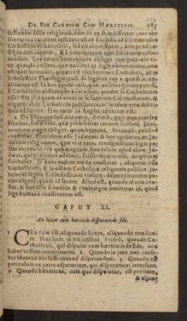 Caput XI. An liceat cum haereticis disputare de fide.