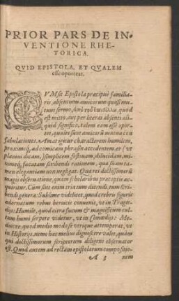 Prior Pars De Inventione Rhetorica.