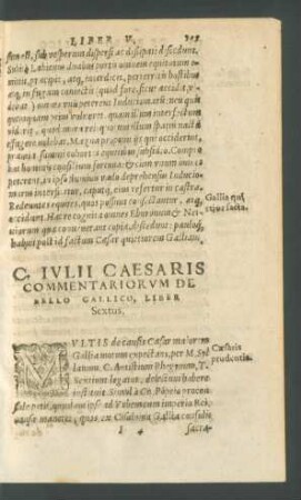 C. Iulii Caesaris Commentariorum De Bello Gallico, Liber Sextus.