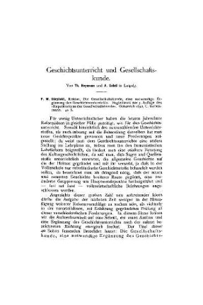 Geschichtsunterricht und Gesellschaftskunde