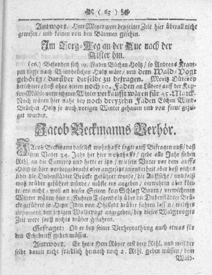 Jacob Beckmanns Verhör.