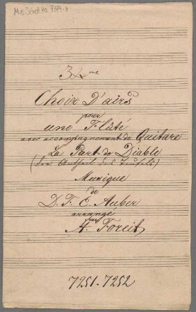 "La Part du diable - Excerpts; Arr; fl, guit; AWV 36". - BSB Mus.Schott.Ha 7379-4