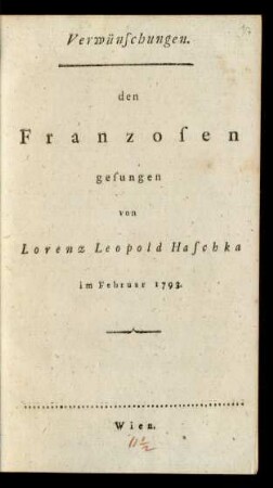 Verwünschungen. den Franzosen gesungen