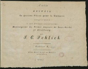 Cahier 1: Recueil de petites Piéces pour la Guitarre