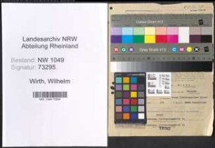 Entnazifizierung Wilhelm Wirth , geb. 05.09.1887 (Polizeibeamter)