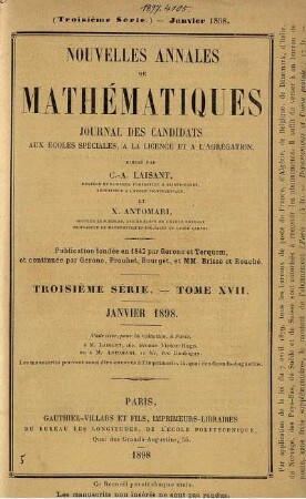 Troisième Série. Tome XVII. Janvier 1898.
