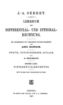 Bd. 1: Lehrbuch der Differential- und Integral-Rechnung. Erster Band