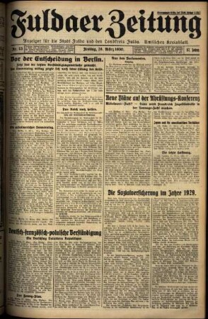 Erste Ausgabe vom Freitag, den 28. März 1930.