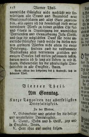 Am Sonntag. - Tagz. vom allerh. Sakrament.