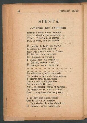 Siesta : (Motivos del carrero)