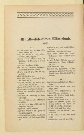 Mittelhochdeutsches Wörterbuch