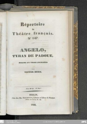 Angelo, tyran de Padoue : drame en trois journées