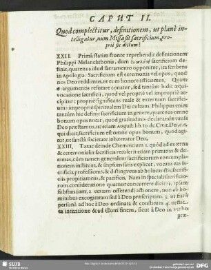 Caput II. Quod complectitur, definitionem, ut plane intelligatur, num Missa sit sacrificium, proprie sic dictum?