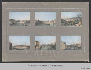Sechs Ansichten von Florenz, fünf vom Arno, eine von San Miniato aus
