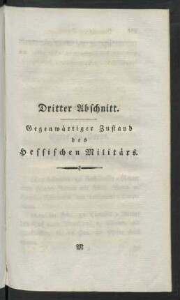 Dritter Abschnitt. Gegenwärtiger Zustand des Hessischen Militärs.