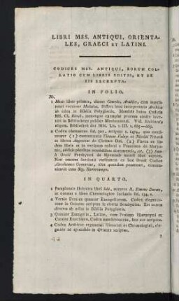 28-44, Libri Mss. Antiqui, Orientales, Graeci et Latini