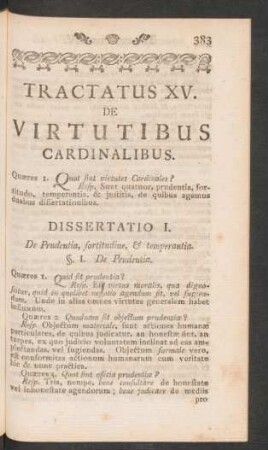 Tractatus XV. De Virtutibus Cardinalibus.