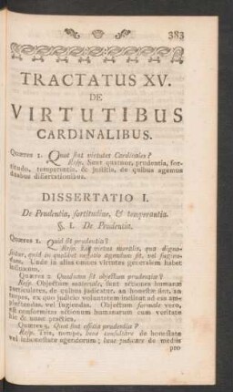 Tractatus XV. De Virtutibus Cardinalibus.