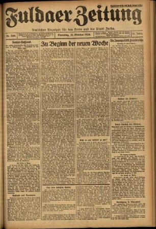 Erste Ausgabe vom Dienstag, den 21. Oktober 1924.