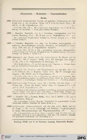 Almanache - Kalender - Taschenbücher (Nr. 1081 - 1328)