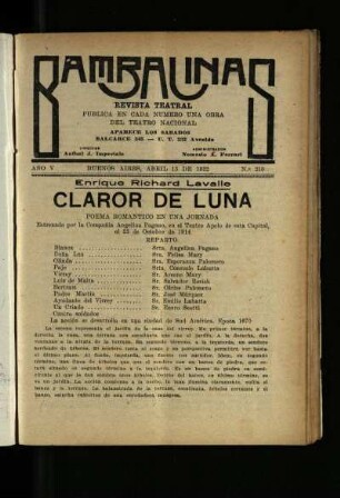 Claror de luna : poema romántico en una jornada
