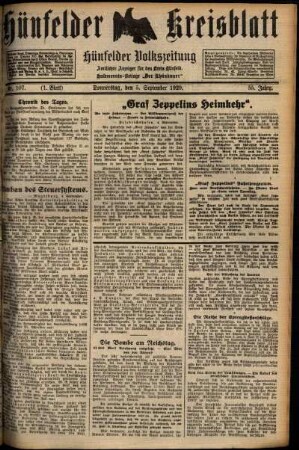 Erste Ausgabe vom Donnerstag, den 05. September 1929.