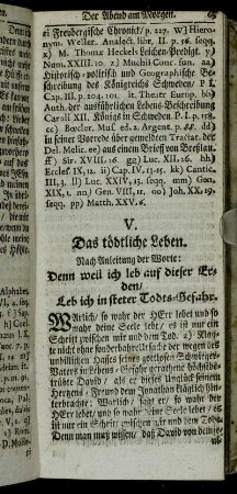 V. Das tödtliche Leben.